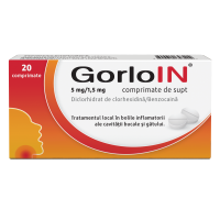 ГорлоИН 5мг/1,5мг №20 таблетки д/рассасывания (Хлоргексидин+Анестезин)
