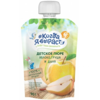 "Когда я вырасту" пюре 90г (пауч) яблоко-груша-дыня ( с 6 мес)