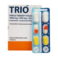 ТРИО Тройной набор таб+капсулы 1000мг/500мг/30мг №42 (№6*7) (Амоксициллин+Кларитромицин+Лансопразол)