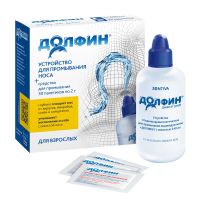Долфин д/взр набор д/промыв носа: спец.устр-во 240мл+ср-во минерал-растит. д/р-ра 2г/пак №30