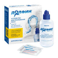 Долфин д/взр набор д/промыв носа: спец.устр-во 240мл+ср-во минерал-растит. д/р-ра 2г/пак №30