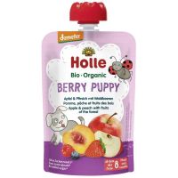 Holle Bio Organic Пюре Berry Puppy Яблоко/персик/лесные ягоды  (8мес +) 100г