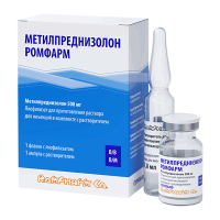 Метилпреднизолон-Ромфарм 500мг №1 пор с растворителем для раствора для инъекций 7,8мл