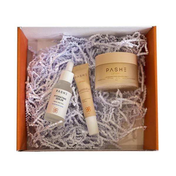 PASHE набор Подарочный №07 Сияющая молодость(сыворотка д/лица,Крем вокруг глаз,Крем д/лица антивозр)