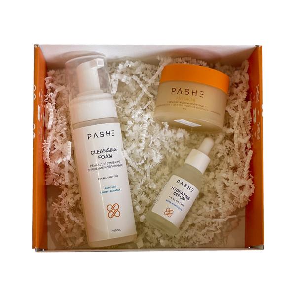 PASHE набор Подарочный №04 Нежная забота (сыворотка д/лица,пенка д/лица,крем д/лица балансир)