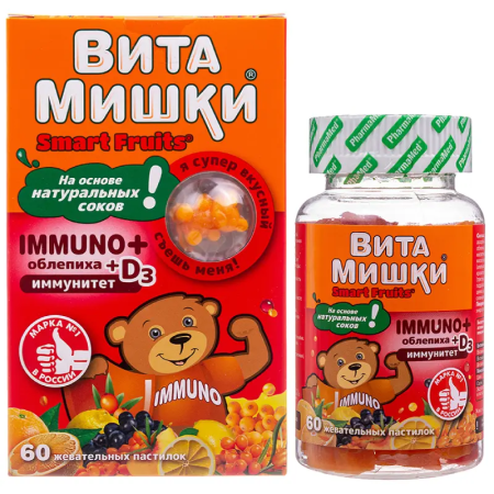 ВитаМишки Имунно+Облепиха+D3 №60 пастилки жев