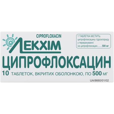 Ципрофлоксацин 500мг №10 таблетки п/о